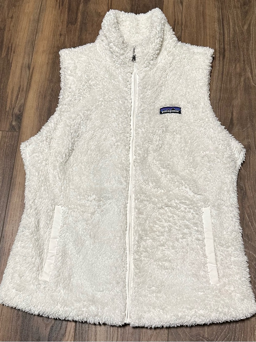Patagonia White Birch Los Gatos Sherpa Fleece Vest Full Zip Pockets Womens L